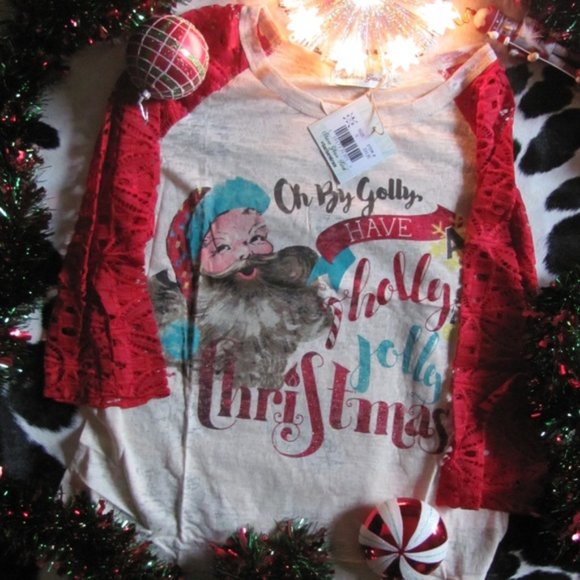 SOUTHERN GRACE LADIES OH MY GOLLY HAVE A HOLLY JOLLY CHRISTMAS SHIRT - Picture 3 of 4